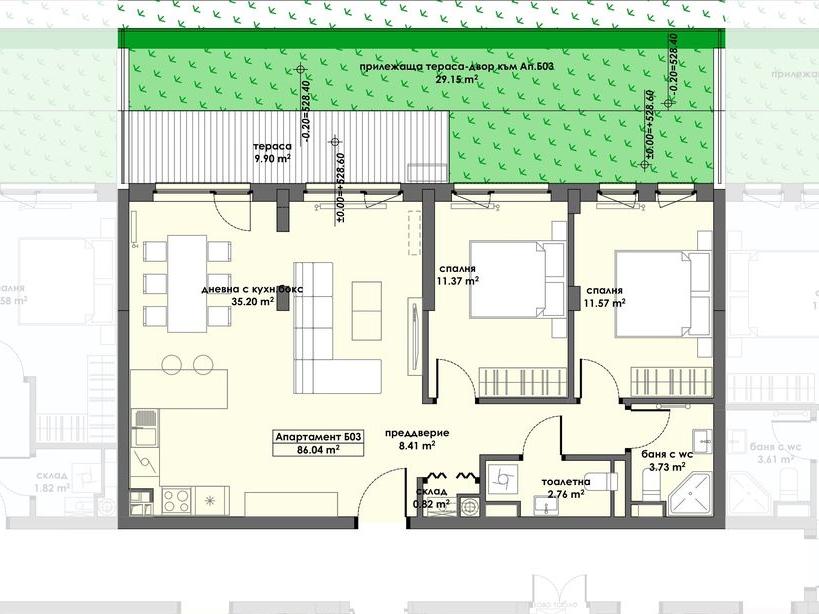 Апартамент 3, Етаж 1 (Блок 2)
