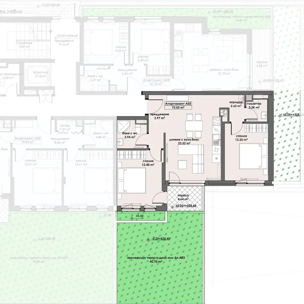 Апартамент 3, Етаж 1 (Блок 1)