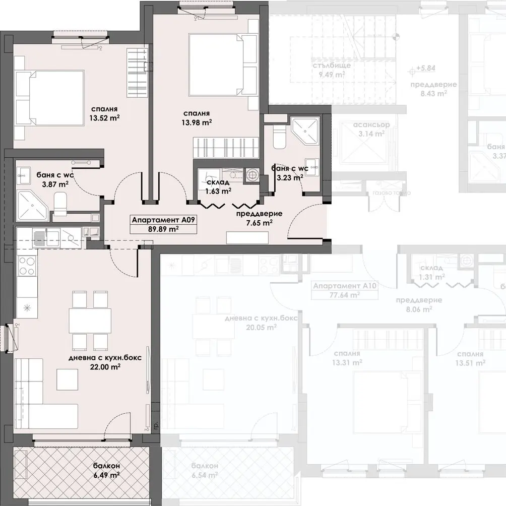 Апартамент 9, Етаж 3 (Блок 1)
