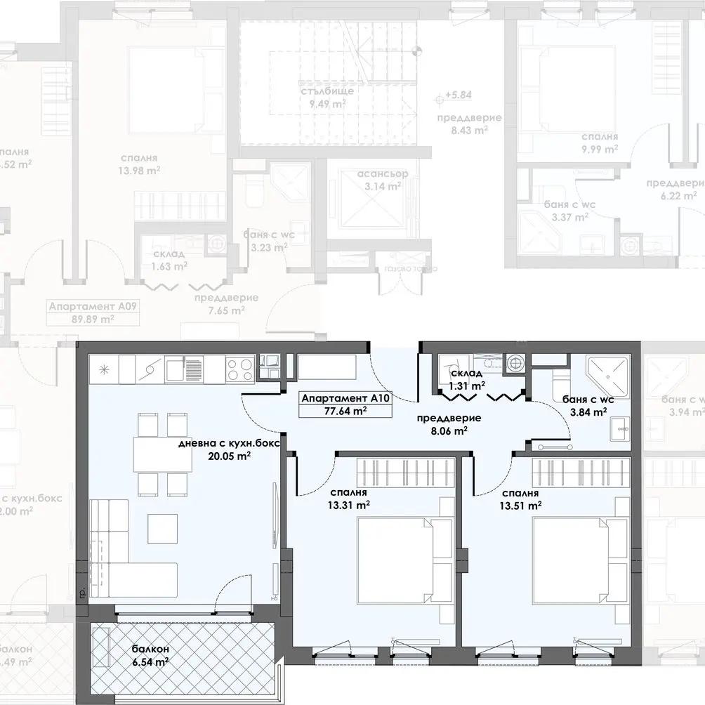 Апартамент 10, Етаж 3 (Блок 1)