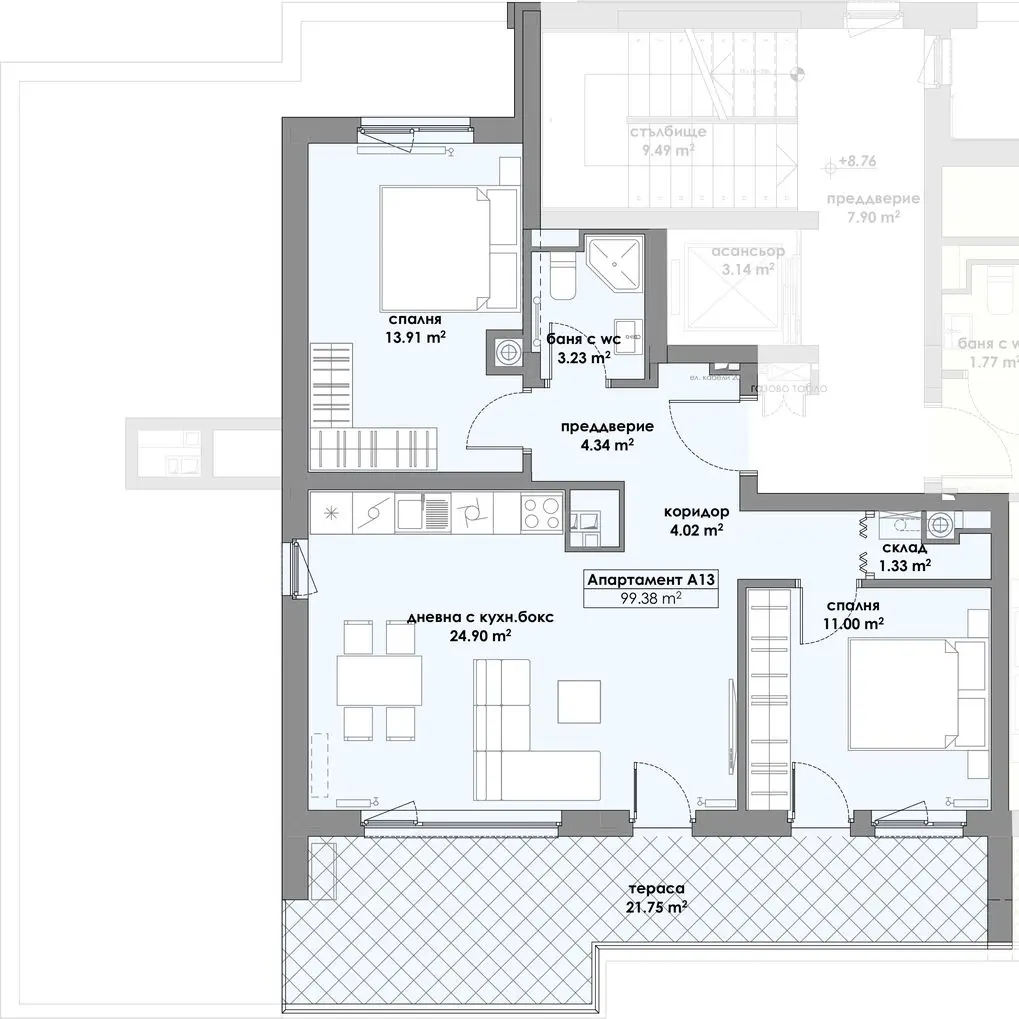 Апартамент 13, Етаж 4 (Блок 1)