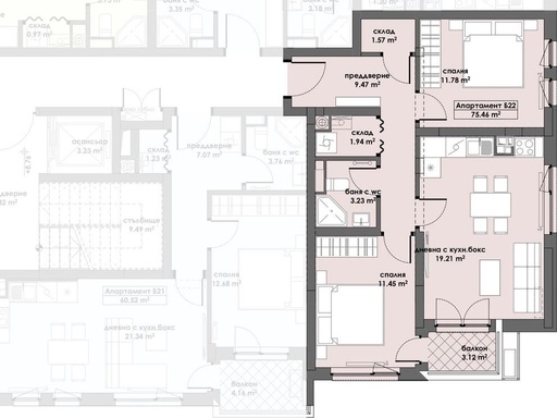 Апартамент 22, Етаж 4 (Блок 2)