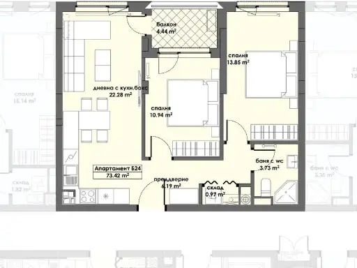 Апартамент 24, Етаж 4 (Блок 2)