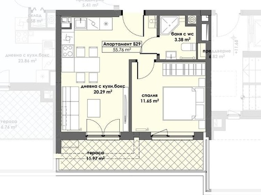 Апартамент 29, Етаж 5 (Блок 2)