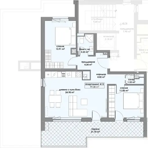 Апартамент 13, Етаж 4 (Блок 1)